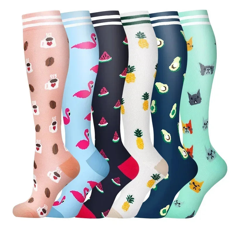 6 Pairs Compression Socks for Men & Women – Ideal for Running, Soccer, Leggings, and Nurses – Pressure Support