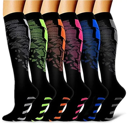 Unisex Compression Socks for Walking, Running, long shifts : 6 Pairs T-MIX006-162