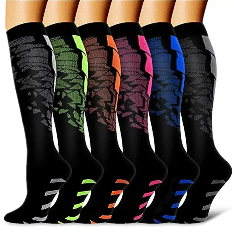 6 Pairs Compression Socks for Men & Women – Ideal for Running, Soccer, Leggings, and Nurses – Pressure Support