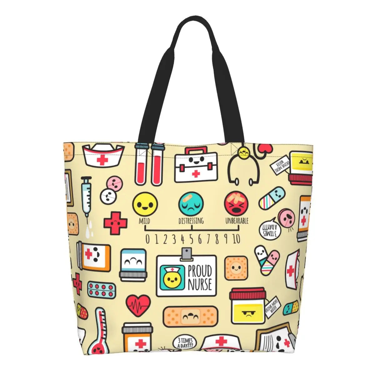 Custom Reusable Funny Nurse Shopping Bag Women Shoulder Canvas Tote Bag Portable Nursing Grocery Shopper Bags 3 50x40x15 cm