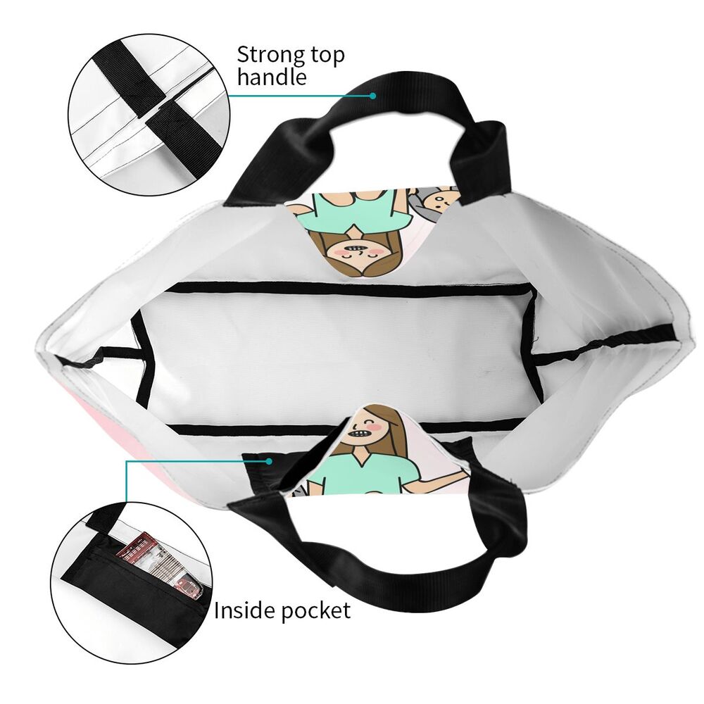 Custom Reusable Funny Nurse Shopping Bag Women Shoulder Canvas Tote Bag Portable Nursing Grocery Shopper Bags