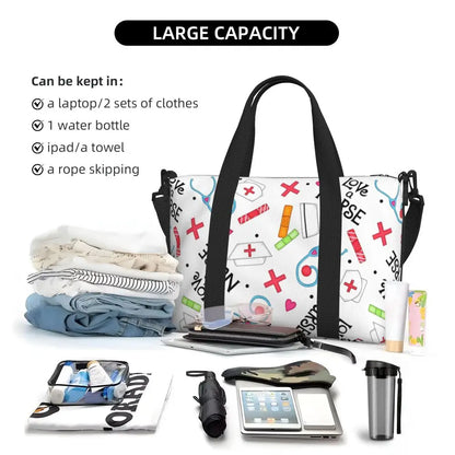 Custom Proud To Be A Nurse Grocery Shopping Tote Bag Women Big Capacity Health Care Nursing Gym Beach Travel Bags