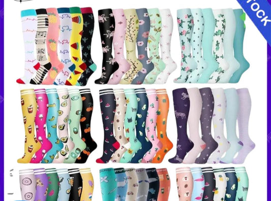 6 Pairs Compression Socks for Men & Women – Ideal for Running, Soccer, Leggings, and Nurses – Pressure Support