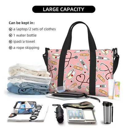 Custom Proud To Be A Nurse Grocery Shopping Tote Bag Women Big Capacity Health Care Nursing Gym Beach Travel Bags