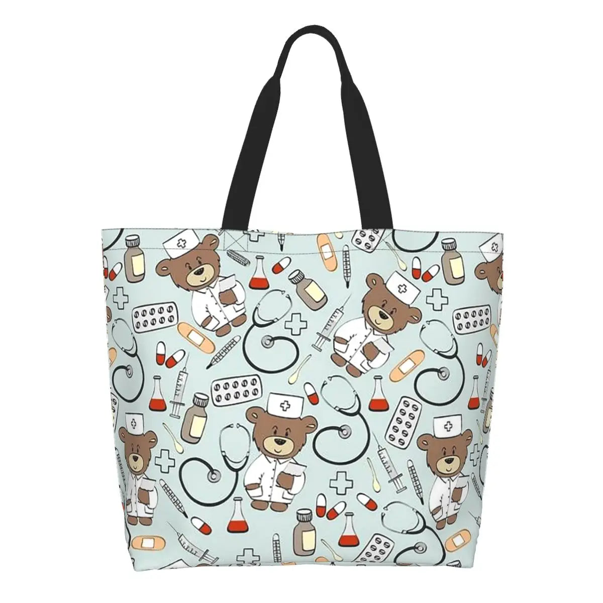 Custom Reusable Funny Nurse Shopping Bag Women Shoulder Canvas Tote Bag Portable Nursing Grocery Shopper Bags 11 50x40x15 cm