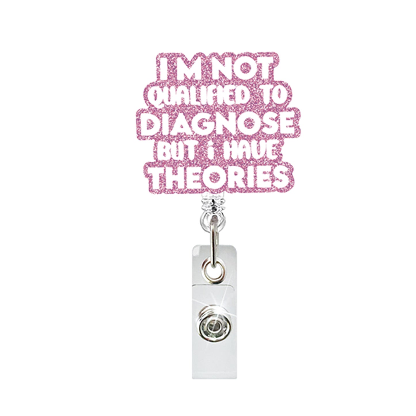 New Design 1 Piece Glitter Retractable Nurse Badge Reel Inspiring Phrase Name Tag ID Card Holder Lanyard School Office Supply