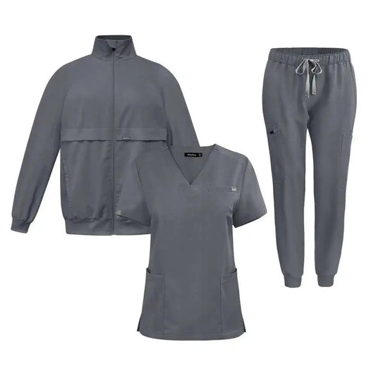 Chic 3-Piece Jogger Scrub Set That Keeps You Comfy and Moving Like a Pro Unisex-gery CHINA