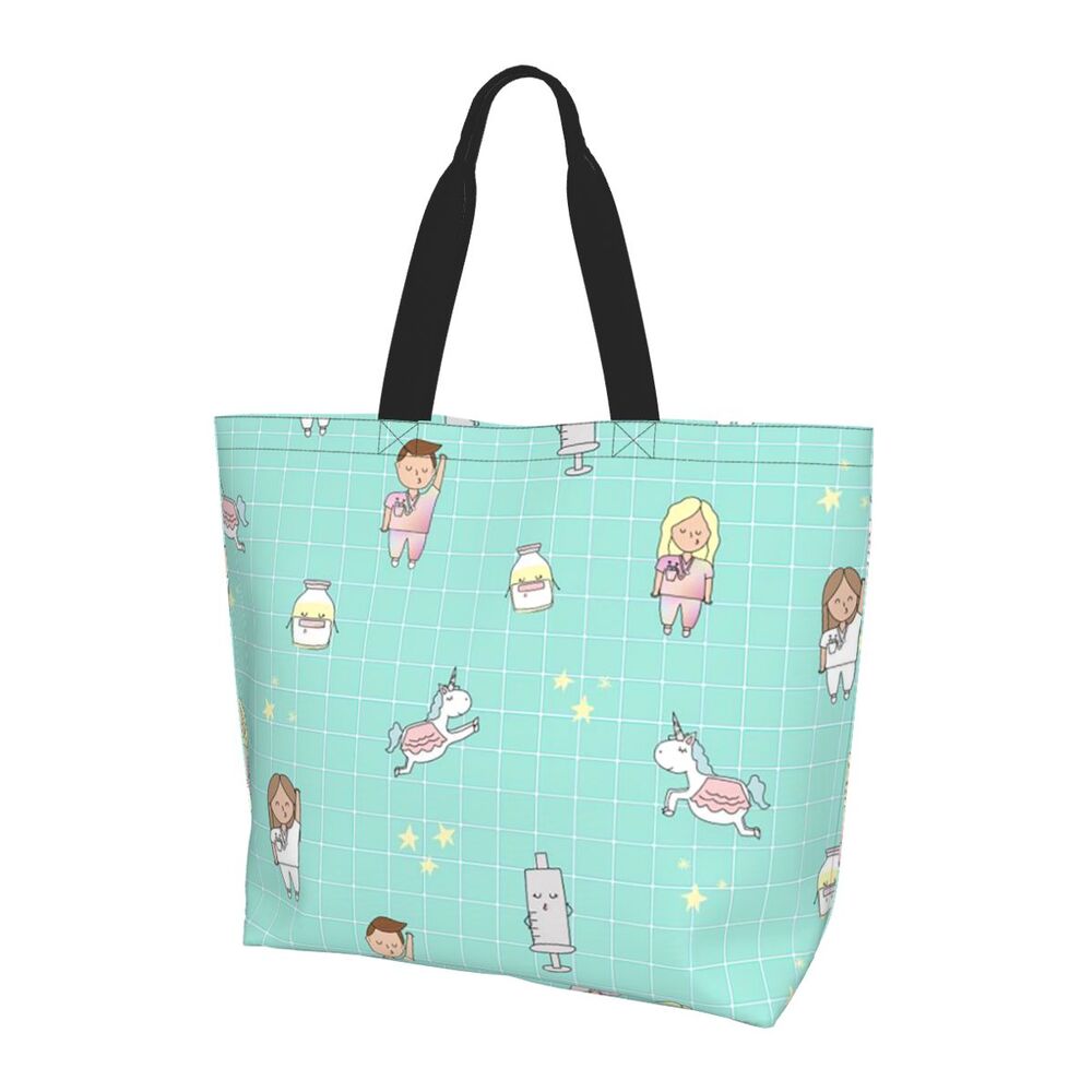 Custom Reusable Funny Nurse Shopping Bag Women Shoulder Canvas Tote Bag Portable Nursing Grocery Shopper Bags