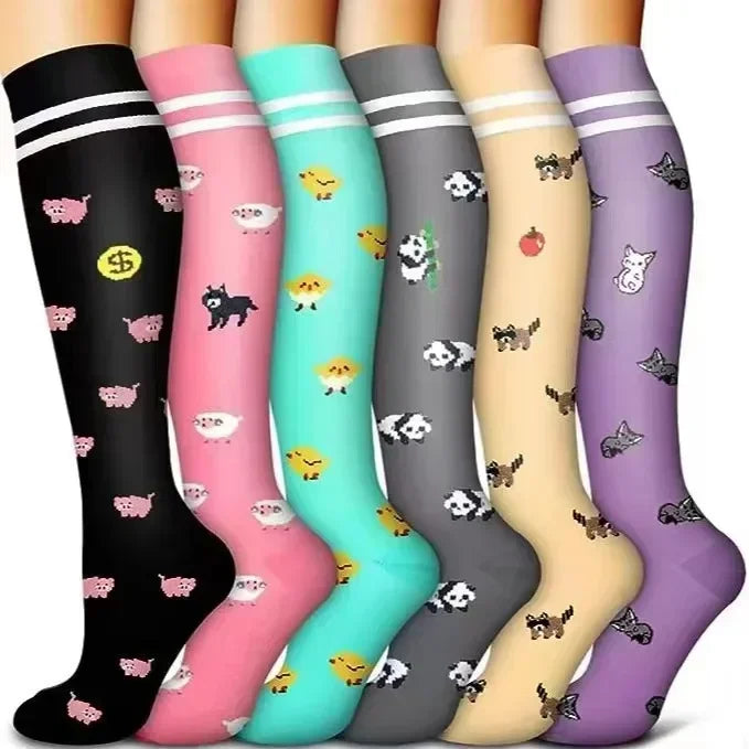 6 Pairs Compression Socks for Men & Women – Ideal for Running, Soccer, Leggings, and Nurses – Pressure Support