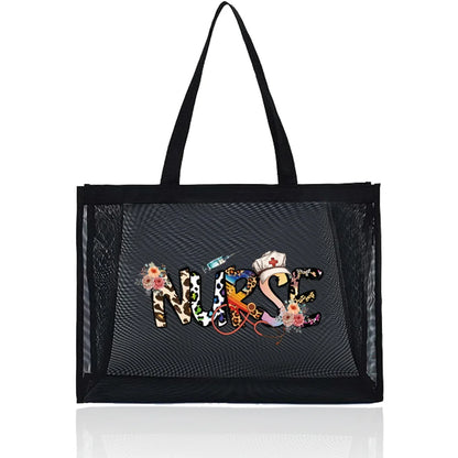Tote Bags Women Wallets Travel Storage Bags Large Capacity Handbag Transparent Organizer Grid Package Nurse Printing Series - Healthcare Vibes