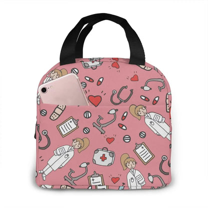 Portable Lunch Bag Cartoon Nurse Pattern Thermal Insulated Lunch Tote Cooler Handbag Bento Pouch Container School Food Bags 5