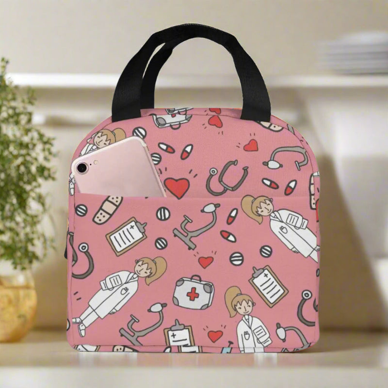 Portable Lunch Bag with Cartoon Nurse Design | Thermal Insulated Tote Cooler for Bento, School, and Food Storage 5