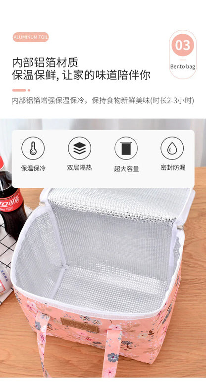 Portable Lunch Bag New Thermal Insulated Lunch Box Tote Cooler Functional Handbag Student Bento Pouch School Food Storage Bags