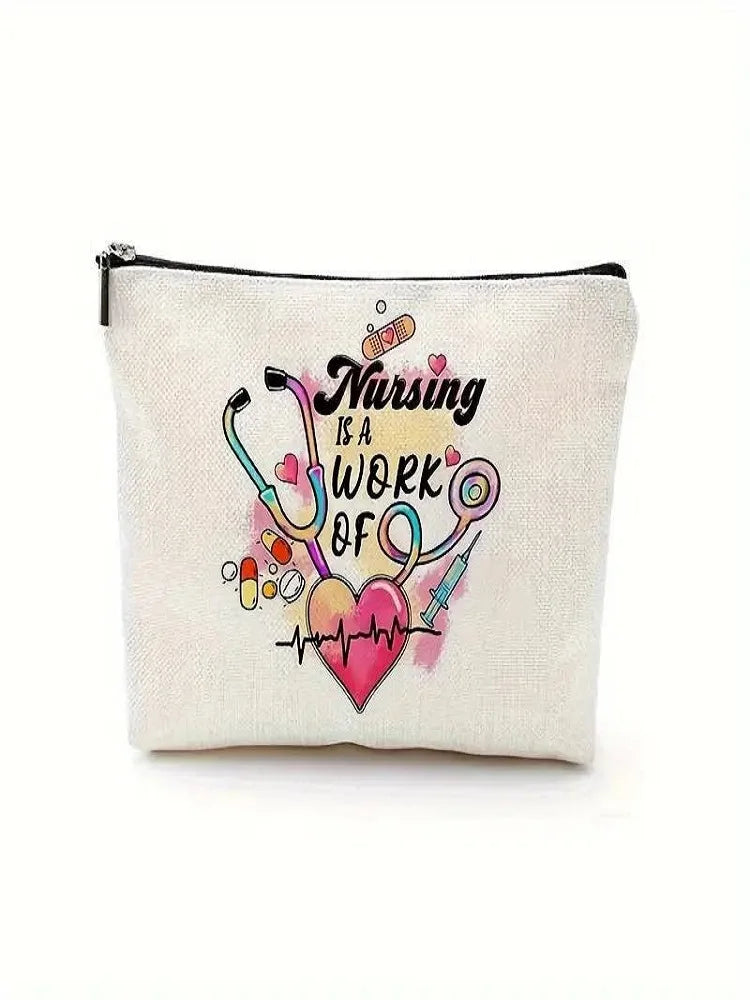 Nurse makeup bag gift, nurse zipper bags, waterproof linen makeup bags, storage bag, nurse gift - Healthcare Vibes
