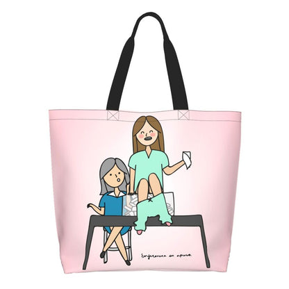 Custom Reusable Funny Nurse Shopping Bag Women Shoulder Canvas Tote Bag Portable Nursing Grocery Shopper Bags