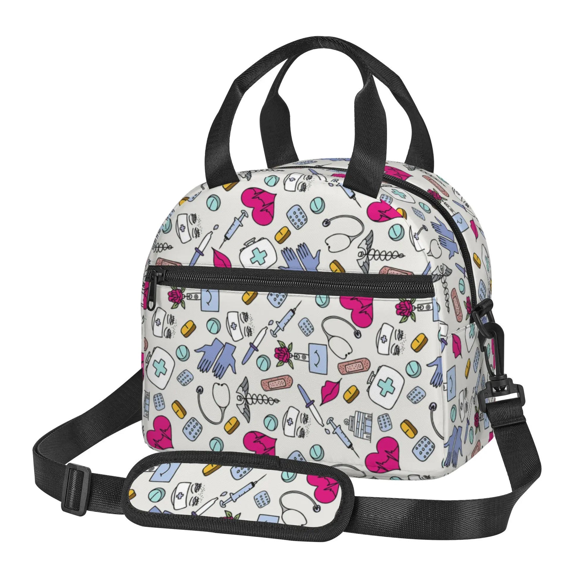 Doctors Nurse Insulated Lunch Bag Women Thermal Lunch Box Portable Tote Cooler Handbag Bento Pouch Container with Shoulder Strap 20
