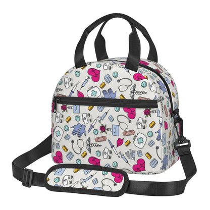 Doctors Nurse Insulated Lunch Bag Women Thermal Lunch Box Portable Tote Cooler Handbag Bento Pouch Container with Shoulder Strap 20