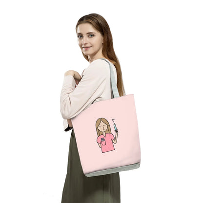 Fashion Tote Customized Cartoon Dentist Nurse Shoulder Bag Eco Reusable Shopping Bag Ladies Handbags for Women Casual Portable - Healthcare Vibes