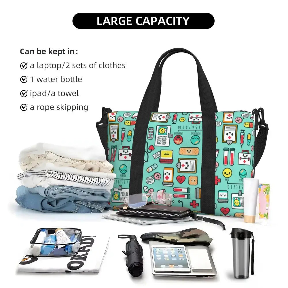 Custom Proud To Be A Nurse Grocery Shopping Tote Bag Women Big Capacity Health Care Nursing Gym Beach Travel Bags