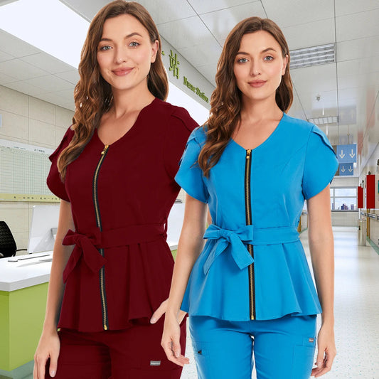 Short Sleeve Women's Scrub Tops for Work Medical Uniforms for Surgery - Healthcare Vibes