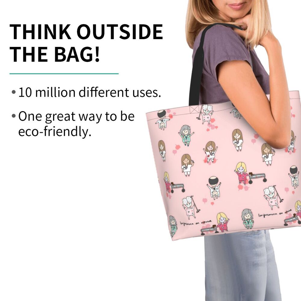 Custom Reusable Funny Nurse Shopping Bag Women Shoulder Canvas Tote Bag Portable Nursing Grocery Shopper Bags
