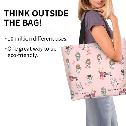 Custom Reusable Funny Nurse Shopping Bag Women Shoulder Canvas Tote Bag Portable Nursing Grocery Shopper Bags