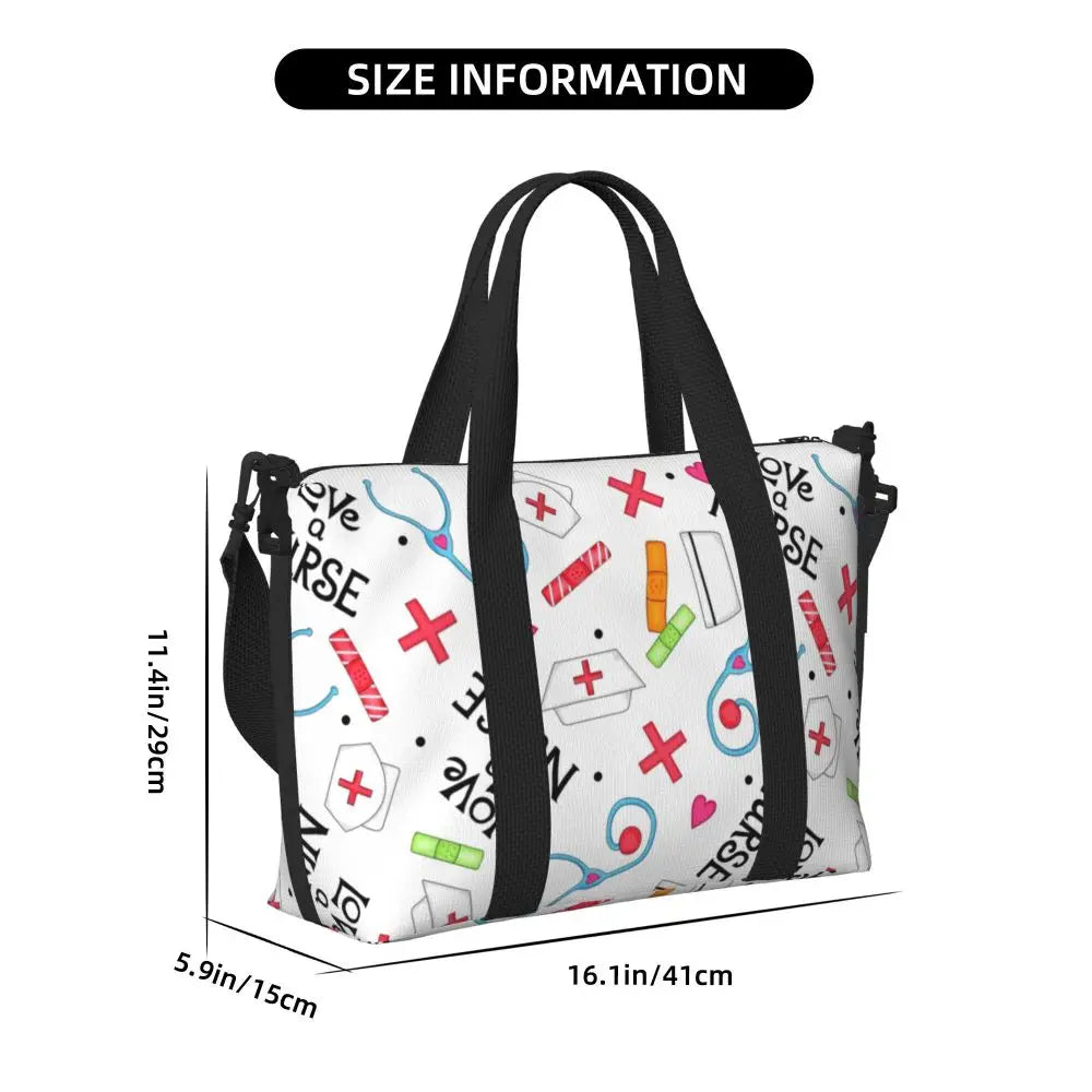 Custom Proud To Be A Nurse Grocery Shopping Tote Bag Women Big Capacity Health Care Nursing Gym Beach Travel Bags