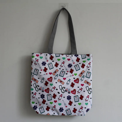 Fashion Tote Customized Cartoon Dentist Nurse Shoulder Bag Eco Reusable Shopping Bag Ladies Handbags for Women Casual Portable - Healthcare Vibes