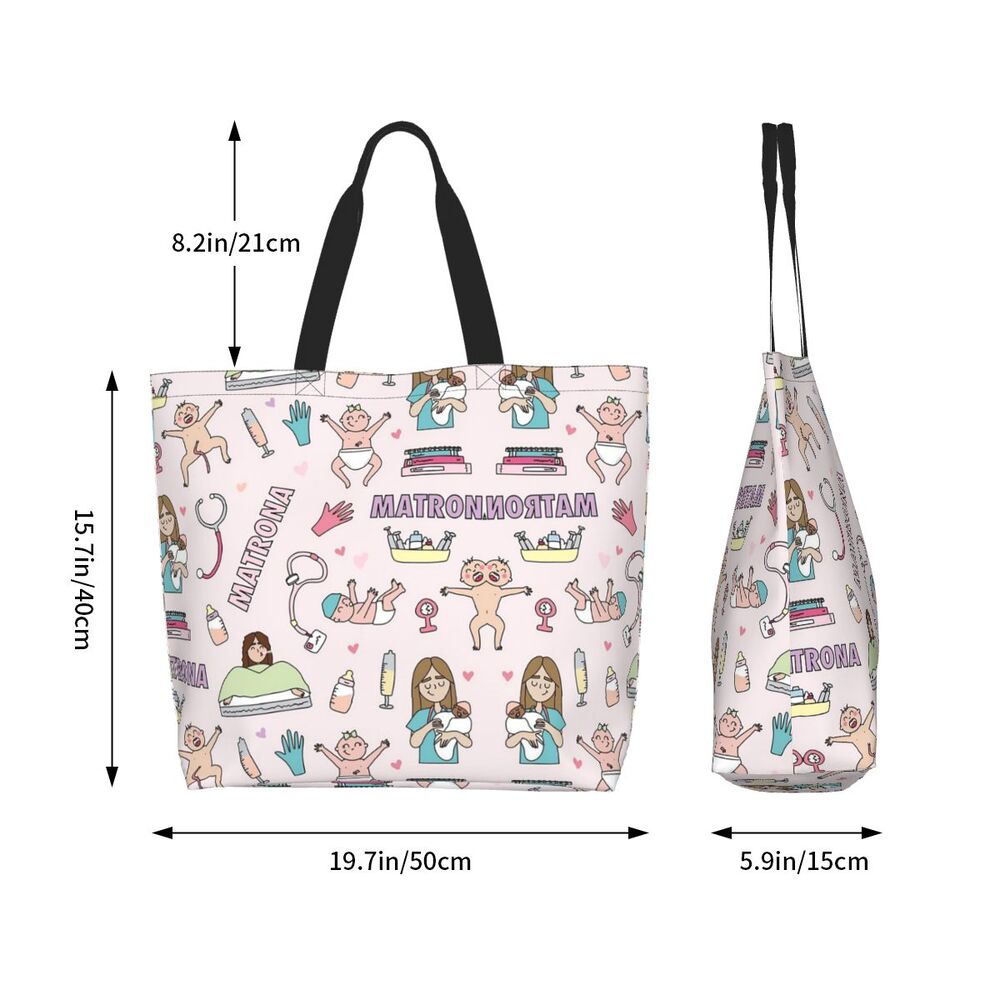 Custom Reusable Funny Nurse Shopping Bag Women Shoulder Canvas Tote Bag Portable Nursing Grocery Shopper Bags