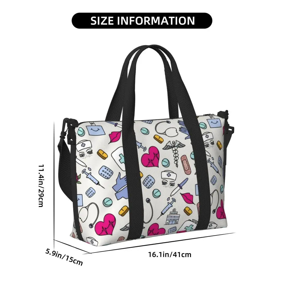 Custom Proud To Be A Nurse Grocery Shopping Tote Bag Women Big Capacity Health Care Nursing Gym Beach Travel Bags