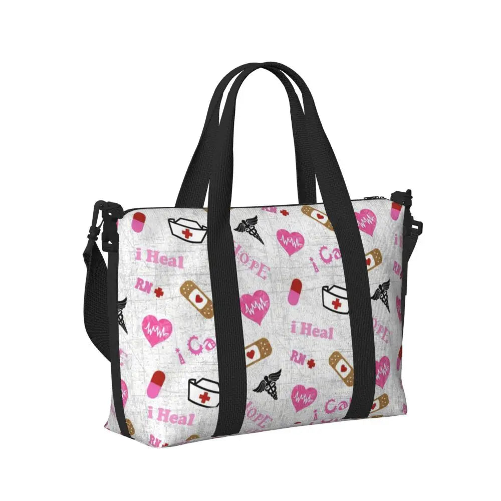 Custom Proud To Be A Nurse Grocery Shopping Tote Bag Women Big Capacity Health Care Nursing Gym Beach Travel Bags