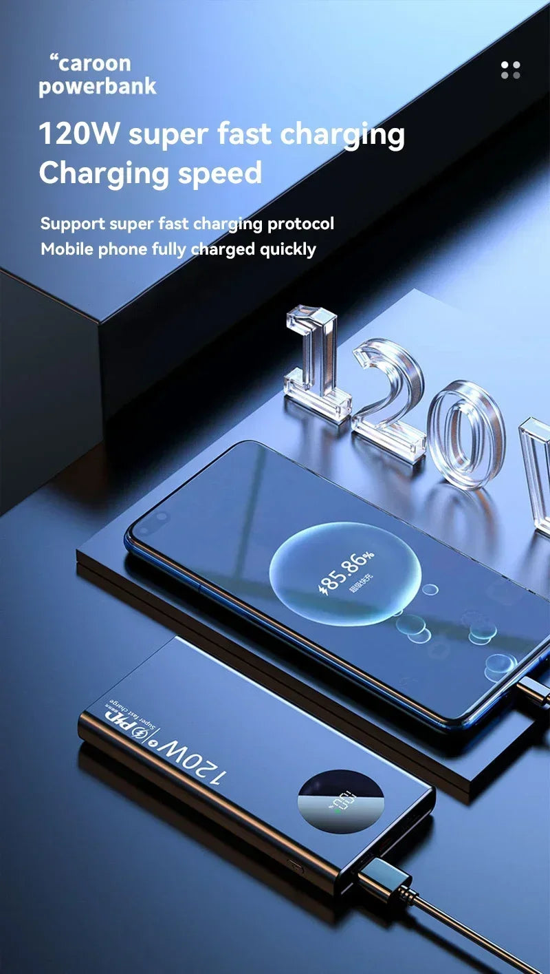 High Capacity Power Bank, Fast Charging, 120W 500000mAh Portable Battery Charger For iPhone Samsung Huawei 2025