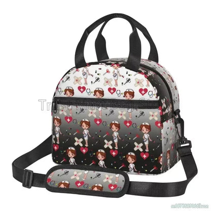 Doctors Nurse Insulated Lunch Bag Women Thermal Lunch Box Portable Tote Cooler Handbag Bento Pouch Container with Shoulder Strap 10