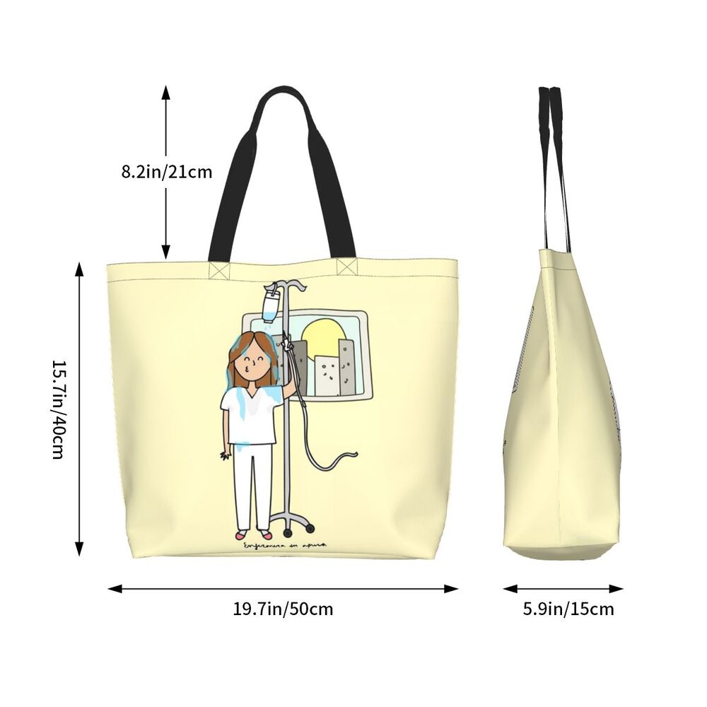 Custom Reusable Funny Nurse Shopping Bag Women Shoulder Canvas Tote Bag Portable Nursing Grocery Shopper Bags