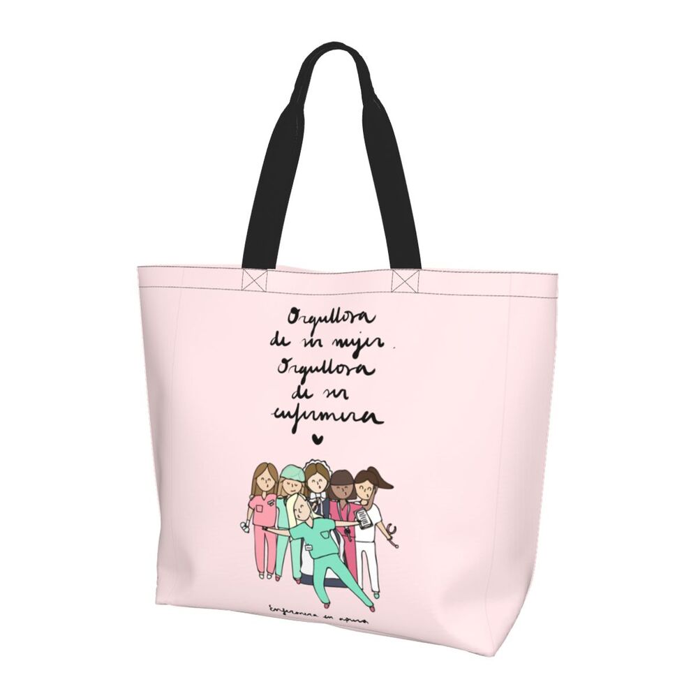 Custom Reusable Funny Nurse Shopping Bag Women Shoulder Canvas Tote Bag Portable Nursing Grocery Shopper Bags