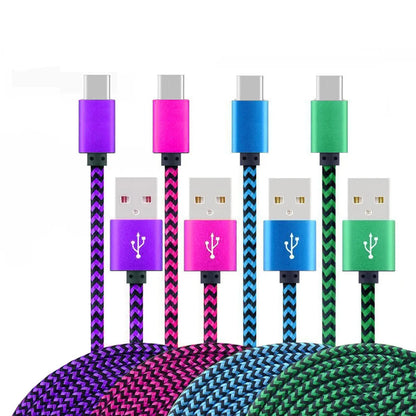 USB Type C Cable Date Sync 2.4A Fast Charging 1M 4Pack Nylon Braided Wire Charger Cable For Samsung Huawei Android Mobile Phone