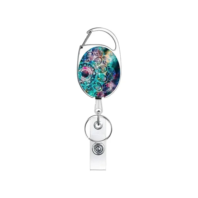 2025 Student Print Office Lanyard Clip Keychain Name Tag Holder Keyring ID Card Keyring Rope Reel Retract Pull Keychain Badge 3