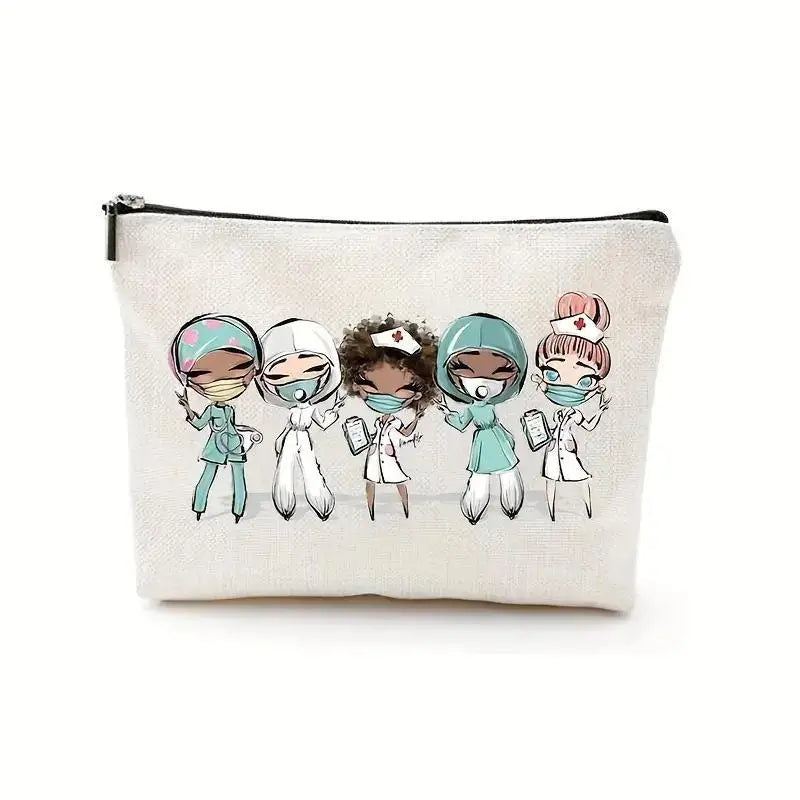 Nurse makeup bag gift, nurse zipper bags, waterproof linen makeup bags, storage bag, nurse gift - Healthcare Vibes