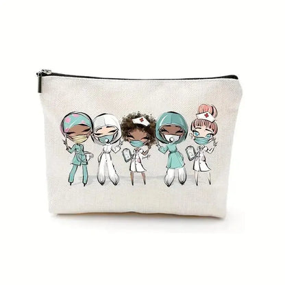 Nurse makeup bag gift, nurse zipper bags, waterproof linen makeup bags, storage bag, nurse gift - Healthcare Vibes