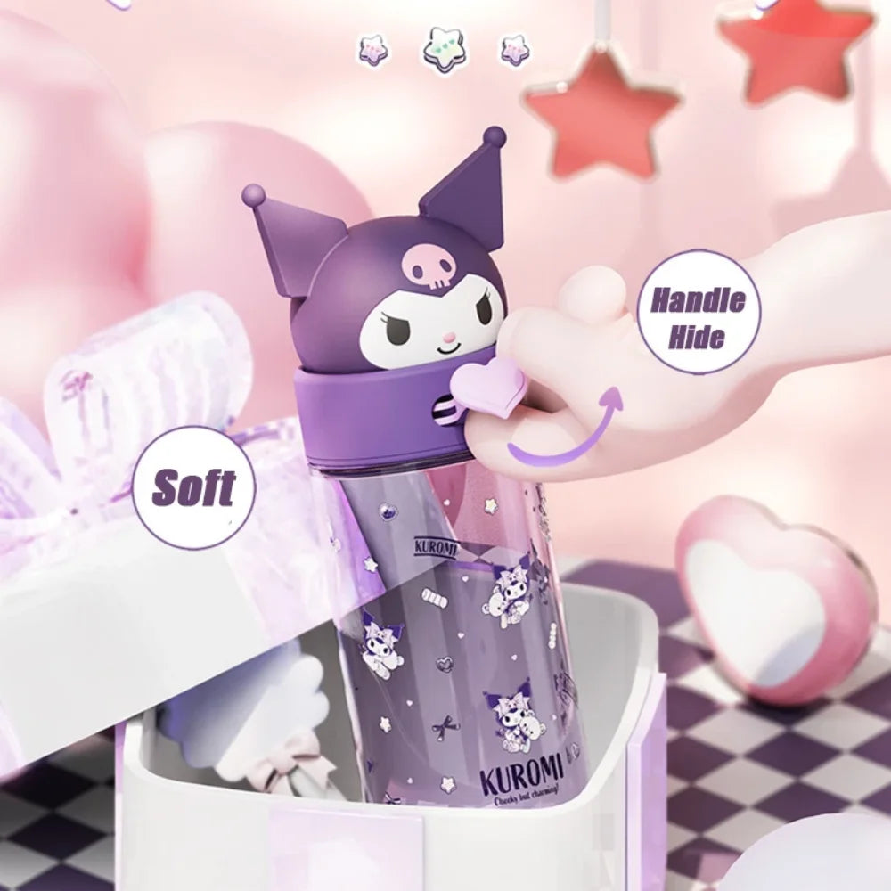 Kawaii Sanrio Hello Kitty, Kuromi, Cinnamon Roll, Melody, 500ml Transparent Plastic Water Bottle