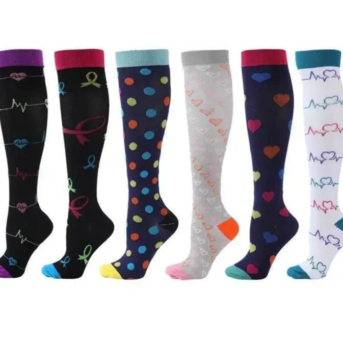 6 Pairs Compression Socks for Men & Women – Ideal for Running, Soccer, Leggings, and Nurses – Pressure Support