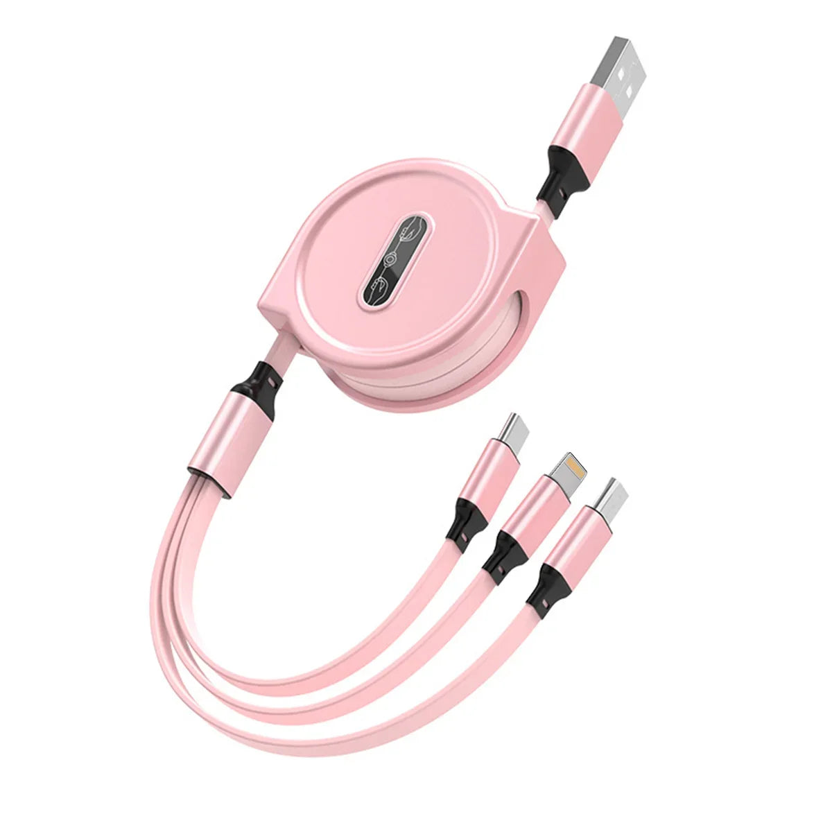 3 In 1 Retractable USB Cable Fast Charging Data Cord For Iphone Samsung Huawei Xiaomi Multi Port Multiple Charging Wire 02 1M