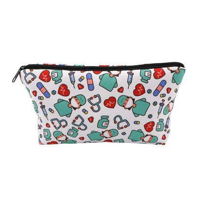Nurse Pink Ribbon Life Cosmetic Bag Gift for Women Make Up Bag Travel Cosmetic Organizer Toiletry Bag Pencil Case Brown