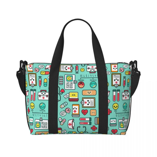 Custom Proud To Be A Nurse Grocery Shopping Tote Bag Women Big Capacity Health Care Nursing Gym Beach Travel Bags 1