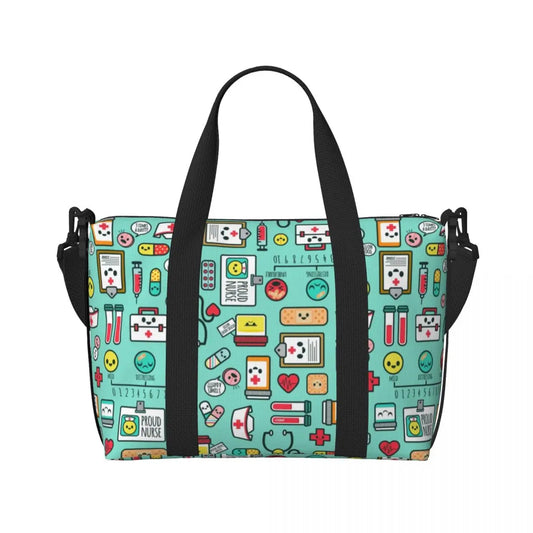 Custom Proud To Be A Nurse Grocery Shopping Tote Bag Women Big Capacity Health Care Nursing Gym Beach Travel Bags