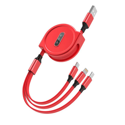 3 In 1 Retractable USB Cable Fast Charging Data Cord For Iphone Samsung Huawei Xiaomi Multi Port Multiple Charging Wire 01 1M