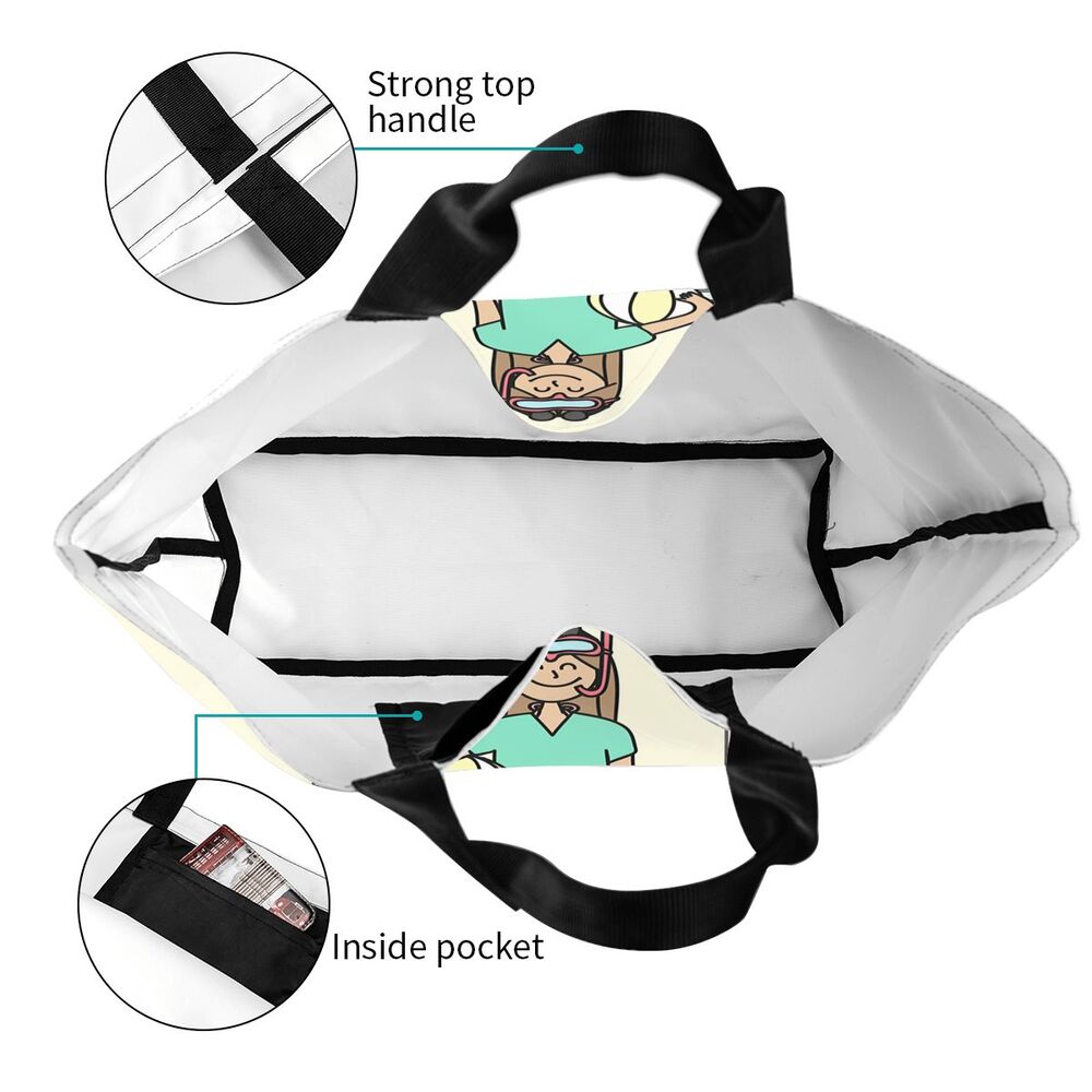 Custom Reusable Funny Nurse Shopping Bag Women Shoulder Canvas Tote Bag Portable Nursing Grocery Shopper Bags