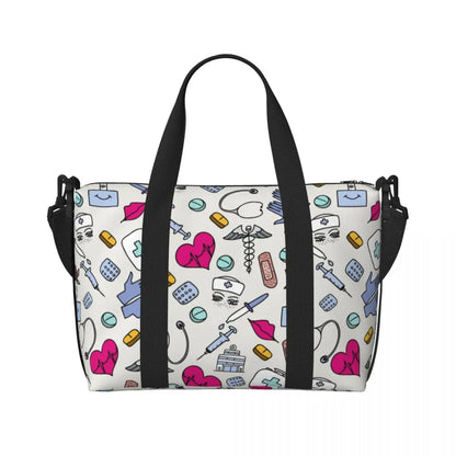 Custom Proud To Be A Nurse Grocery Shopping Tote Bag Women Big Capacity Health Care Nursing Gym Beach Travel Bags 2