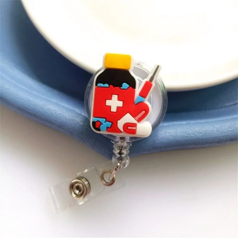 ID Card Holder Nurse Badge Reel Name Tag Chest Card Retractable Badge Holder Exhibition Card Work Card Easy Pull Buckle - Healthcare Vibes