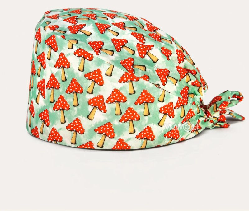 Check out these the Flower-Printed OR Caps! You know, because nothing says 'I'm a professional' like wearing a cap that looks like a garden party exploded on your head - Healthcare Vibes